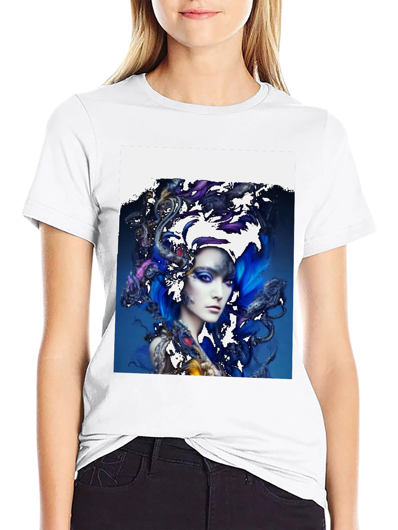 Artistic Woman Graphic T-Shirt - Unique Design Tee