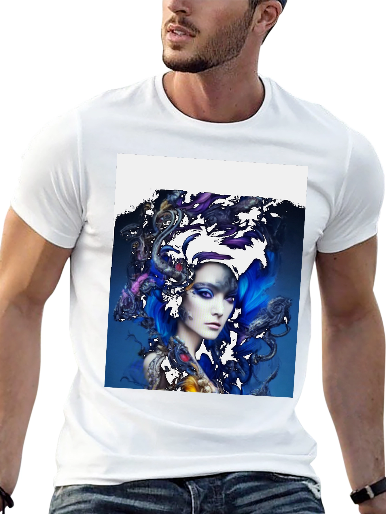 Artistic Woman Graphic T-Shirt - Unique Design Tee