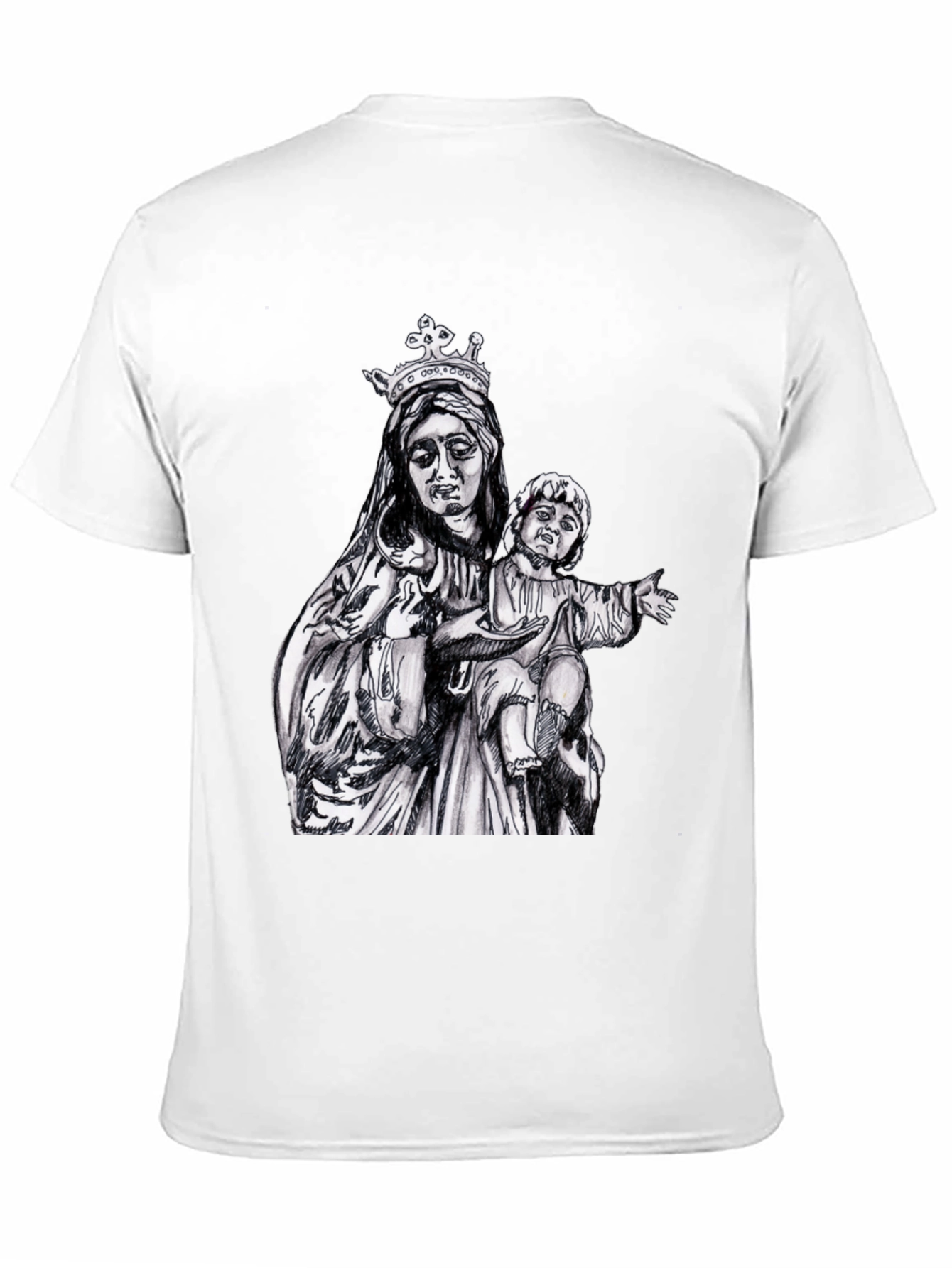 Virgin Mary & Child Graphic T-Shirt - Black