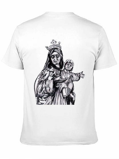 Virgin Mary & Child Graphic T-Shirt - Black
