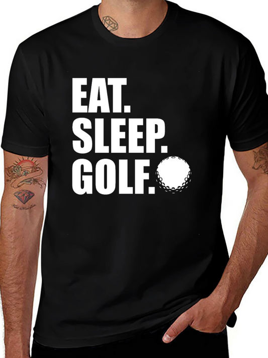 Eat Sleep Golf T-Shirt - Black Tee for Golf Lovers