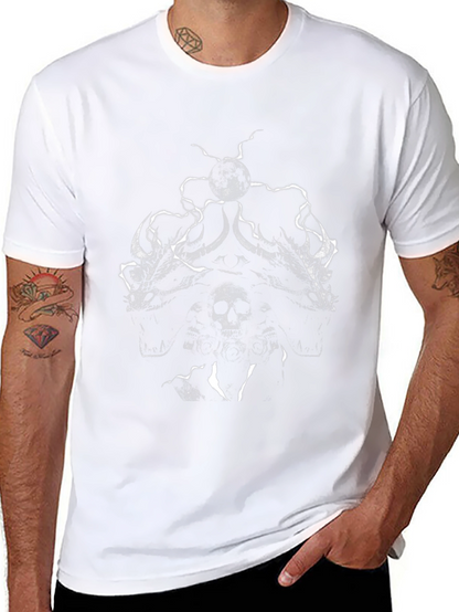 Skull and Dragon Graphic Print Black T-Shirt