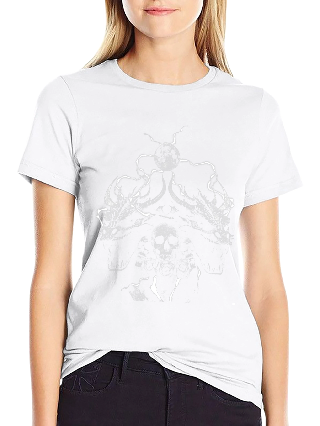 Skull and Dragon Graphic Print Black T-Shirt