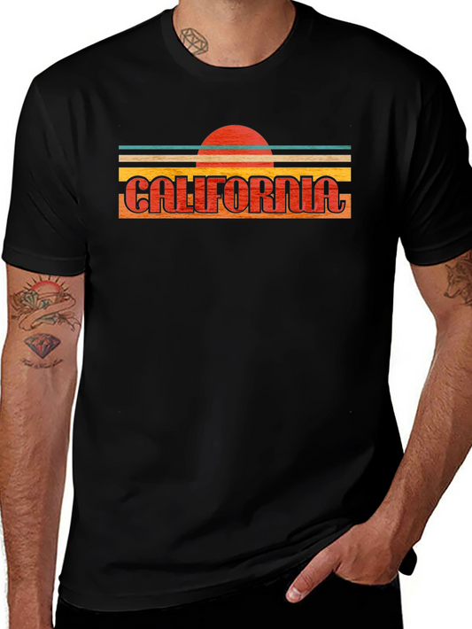 California Retro Sunset Graphic Tee - Black