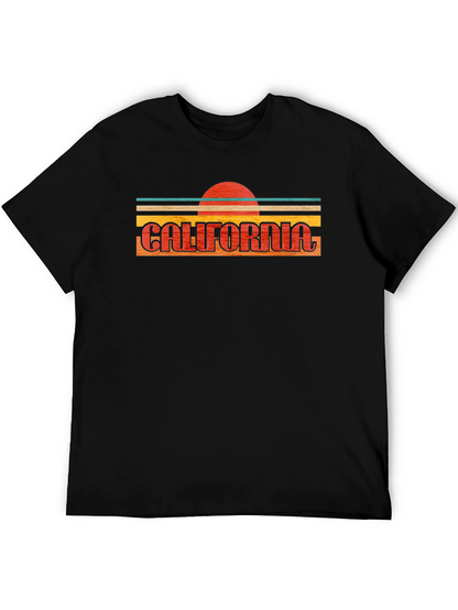 California Retro Sunset Graphic Tee - Black