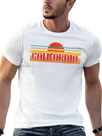 California Retro Sunset Graphic Tee - Black