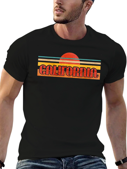 California Retro Sunset Graphic Tee - Black