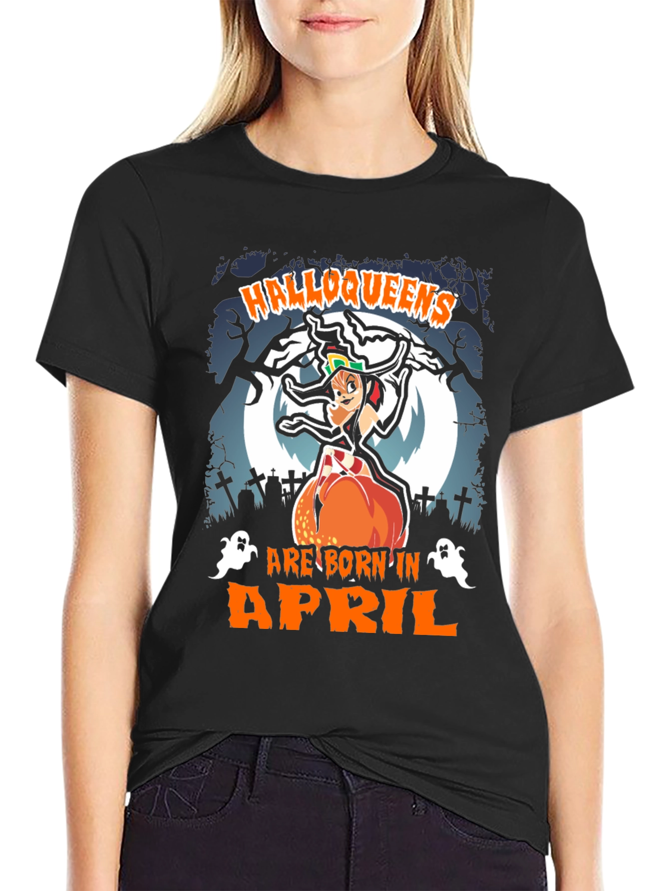 Halloqueens Born in April T-Shirt