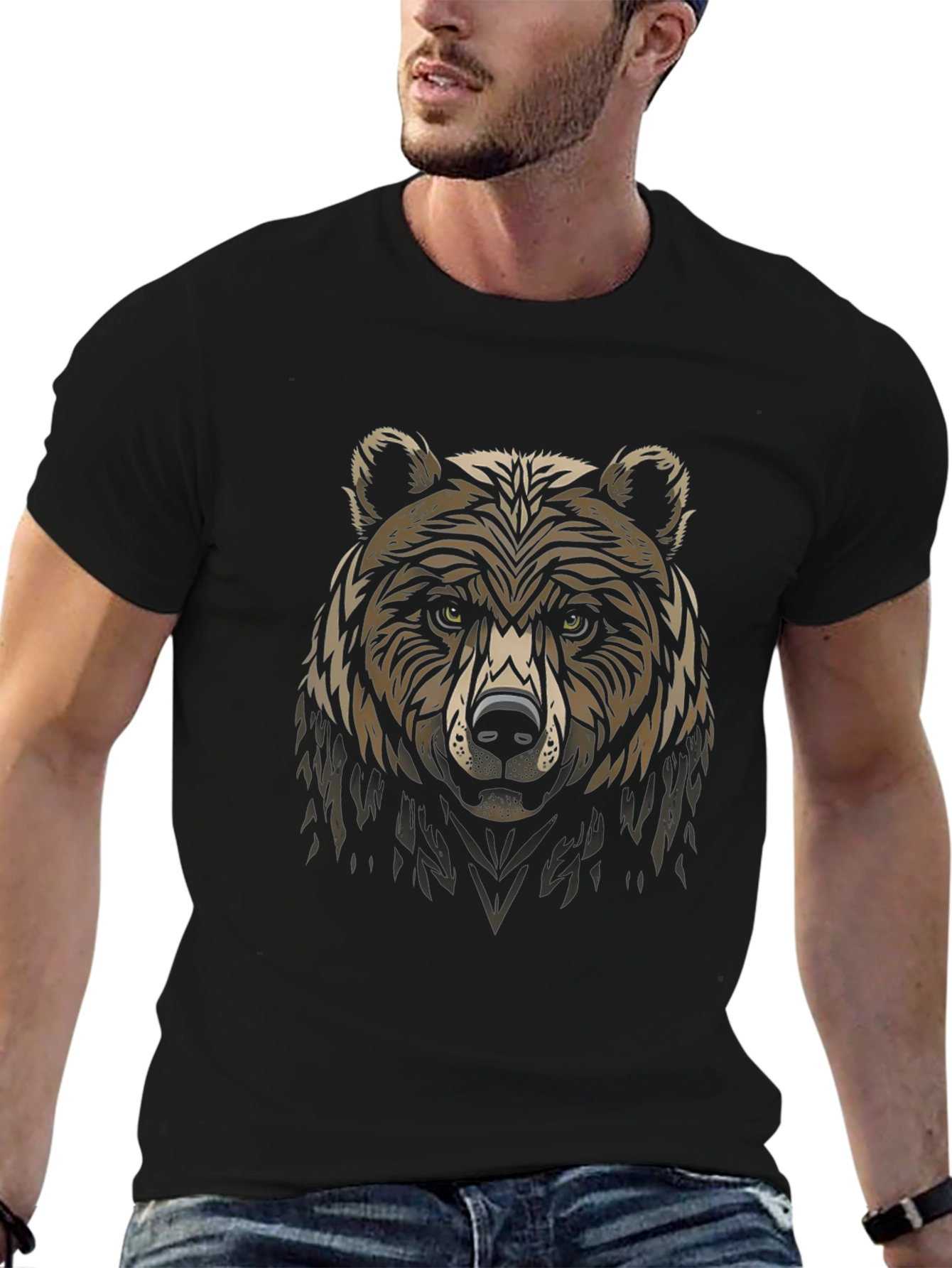 Bear Graphic Black T-Shirt - Stylish Animal Tee