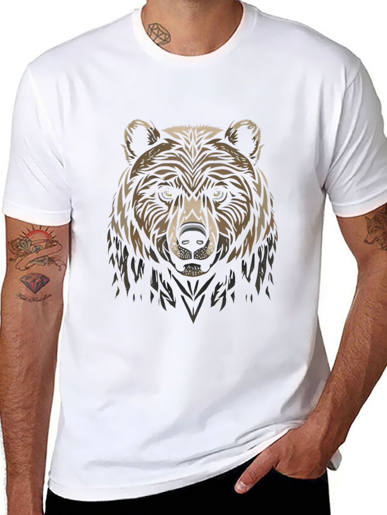 Bear Graphic Black T-Shirt - Stylish Animal Tee