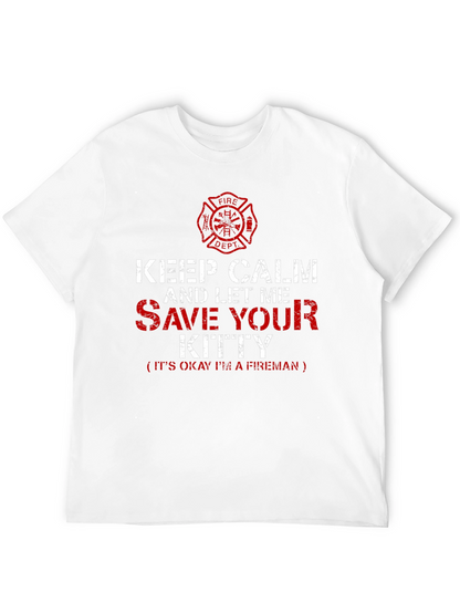 Firefighter T-Shirt: Keep Calm Save Your Kitty Tee