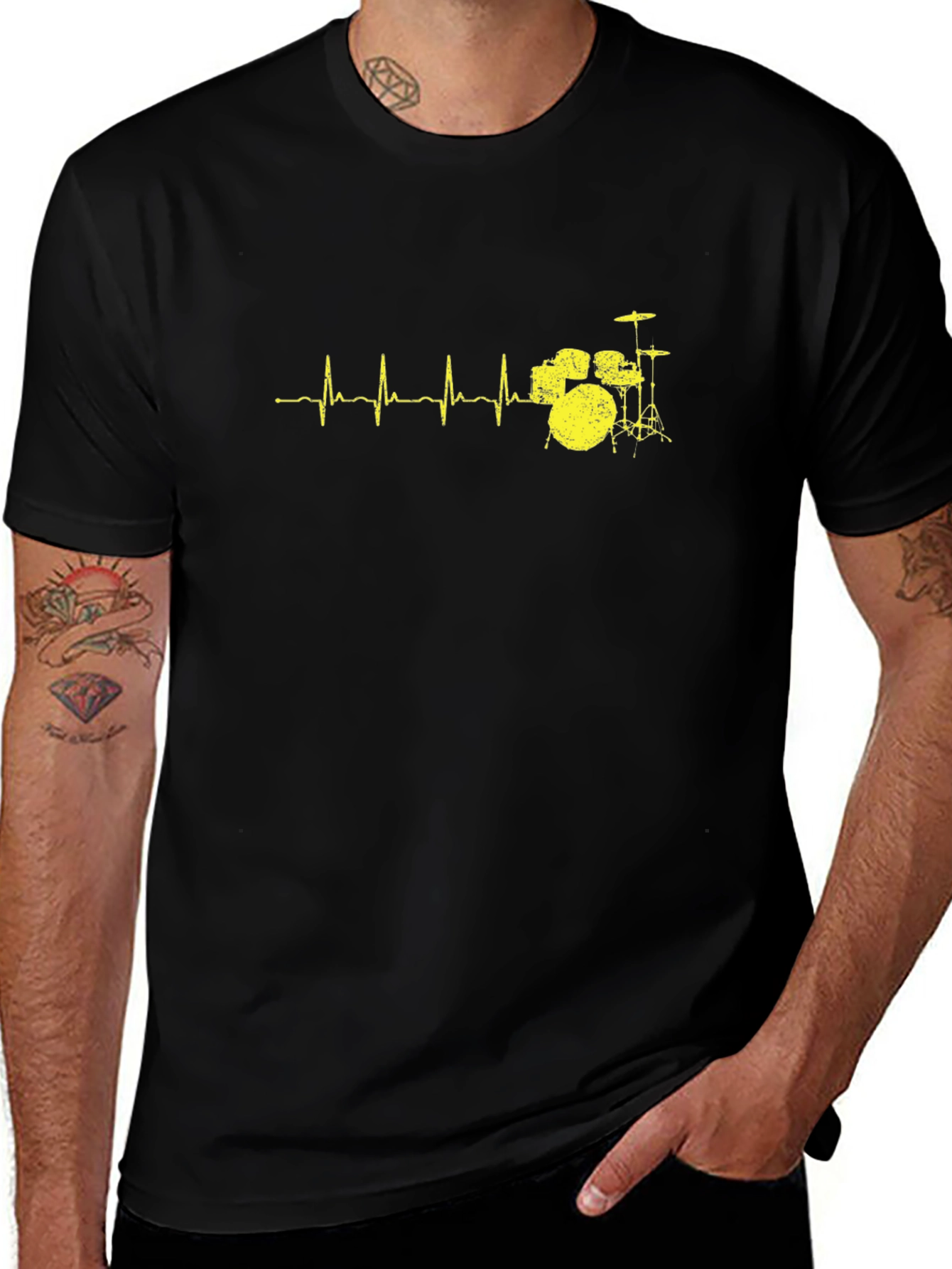 Drum Beat Heartbeat T-Shirt - Black