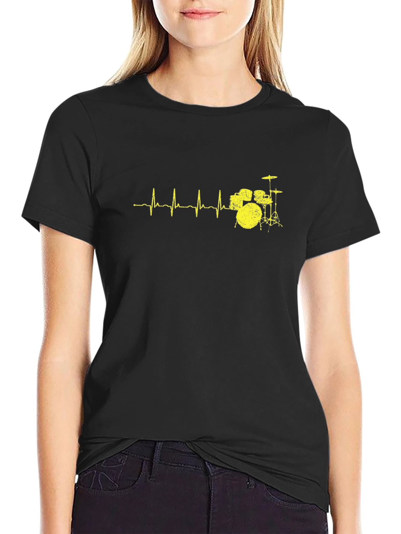 Drum Beat Heartbeat T-Shirt - Black