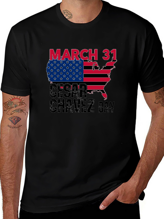 Cesar Chavez Day T-Shirt - March 31 USA Flag