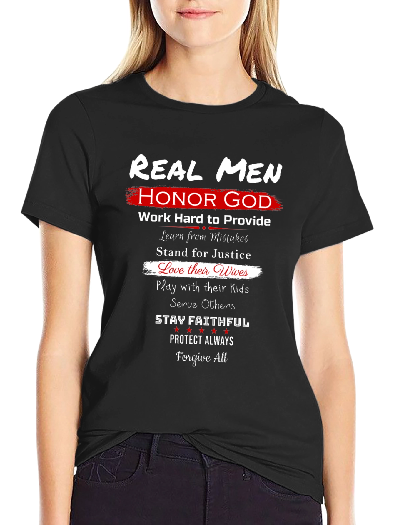Real Men Honor God Graphic T-Shirt