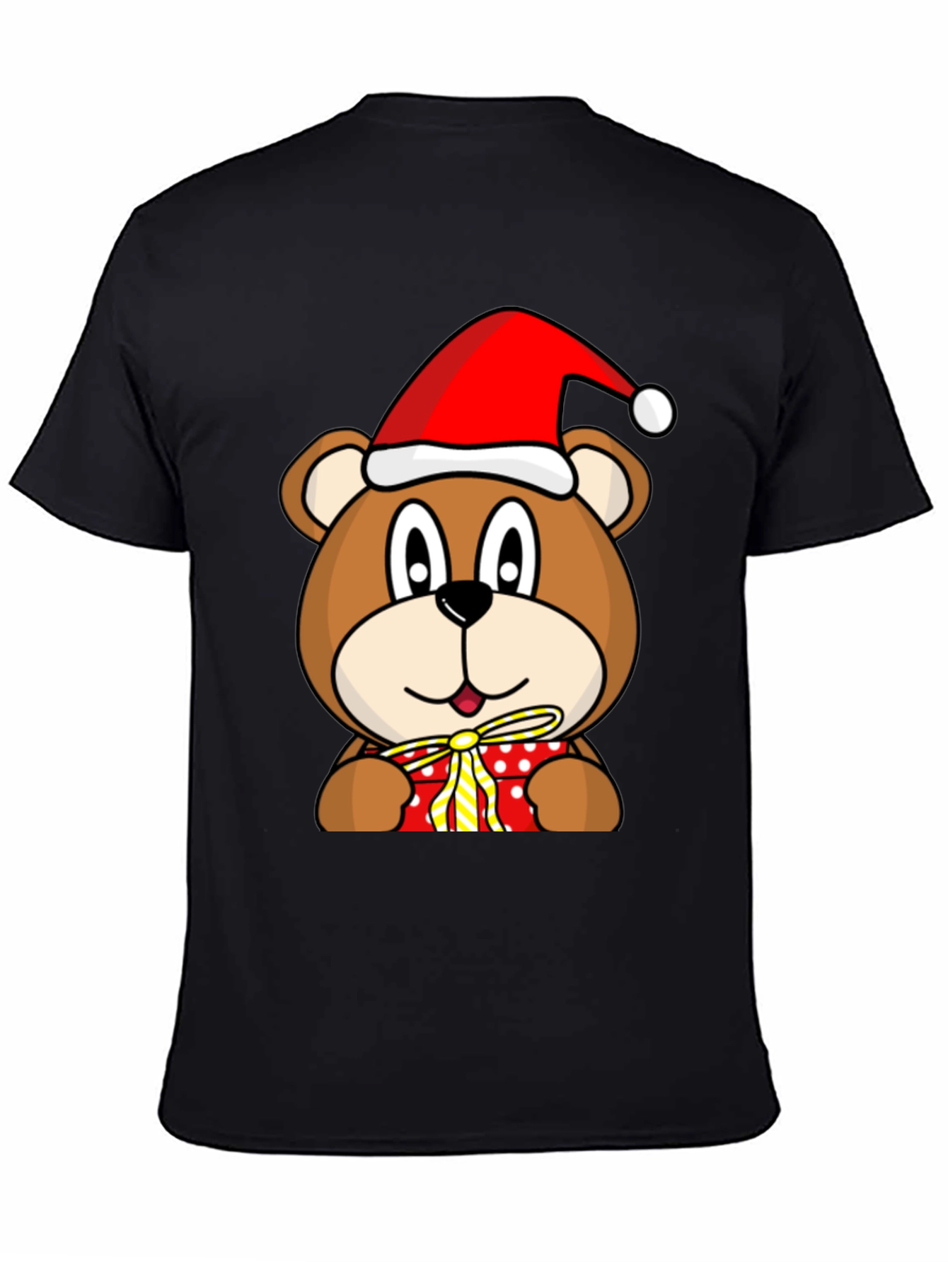 Festive Bear T-Shirt with Santa Hat and Gift