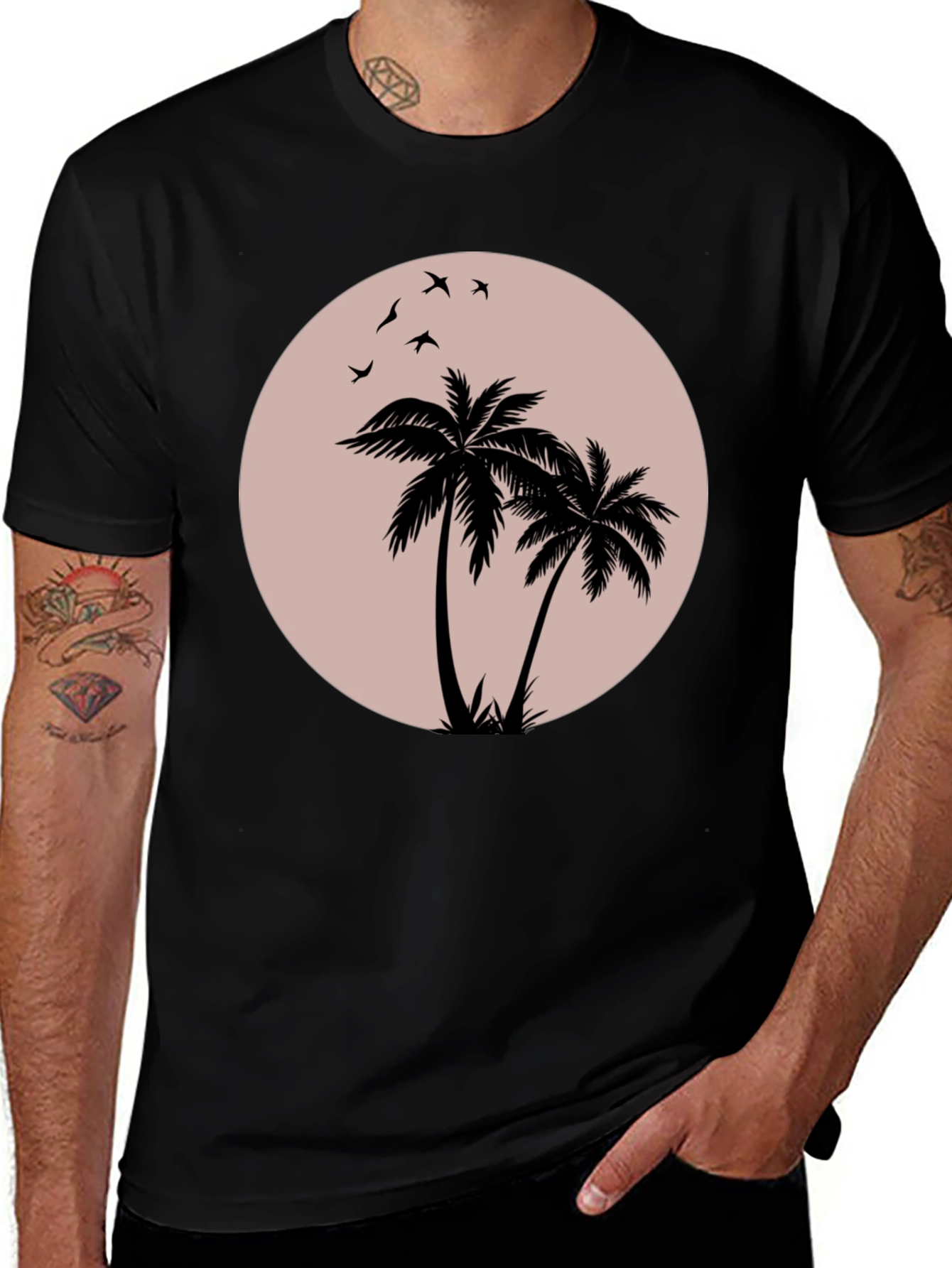 Black Palm Tree Graphic T-Shirt