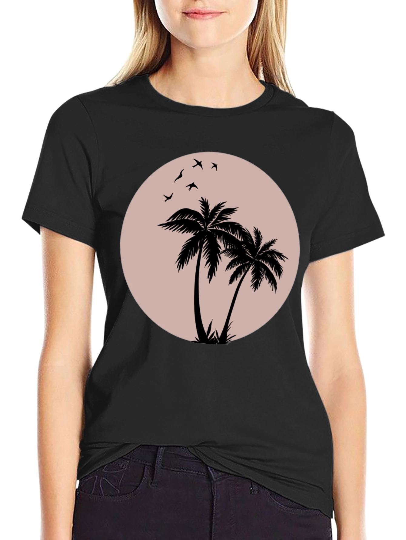 Black Palm Tree Graphic T-Shirt