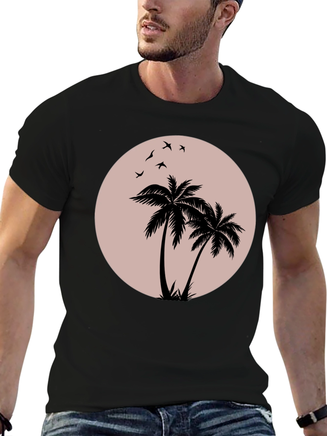 Black Palm Tree Graphic T-Shirt
