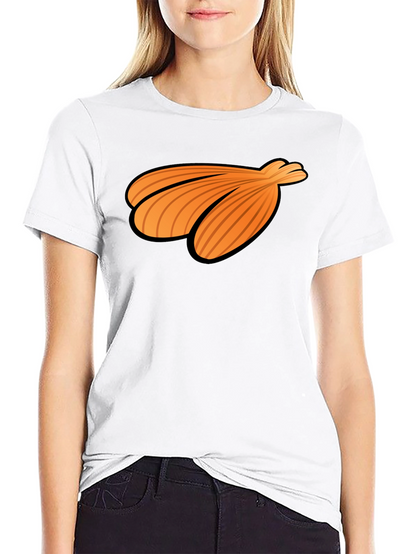Orange Seashell Graphic Print Black T-Shirt