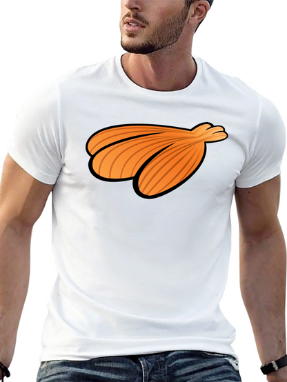 Orange Seashell Graphic Print Black T-Shirt