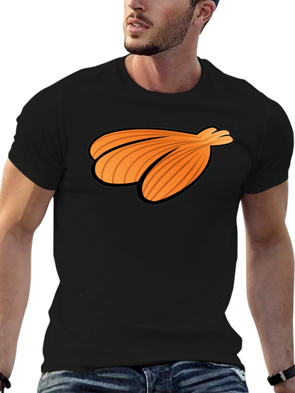 Orange Seashell Graphic Print Black T-Shirt