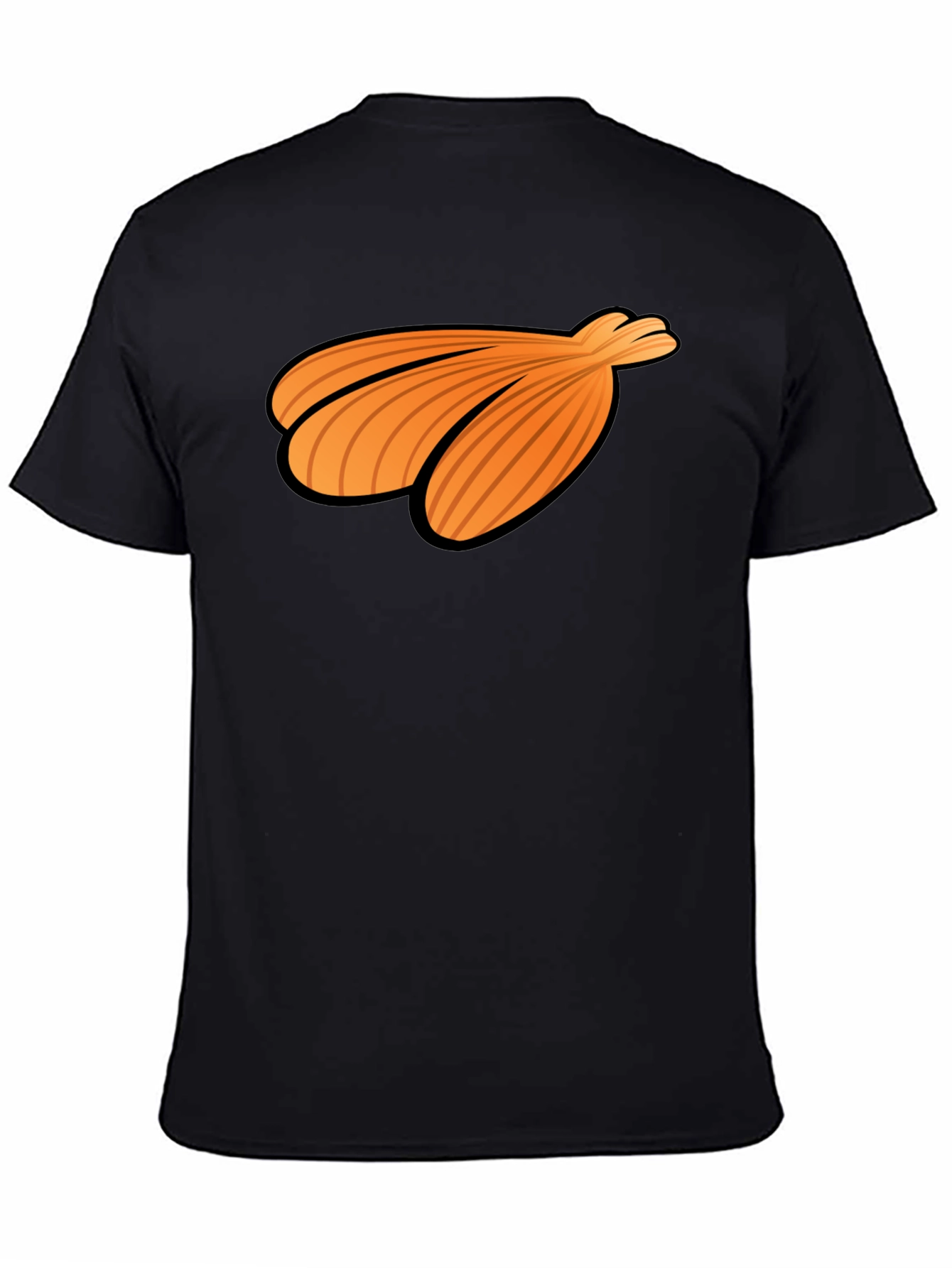 Orange Seashell Graphic Print Black T-Shirt