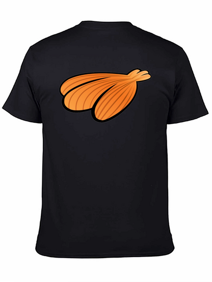 Orange Seashell Graphic Print Black T-Shirt