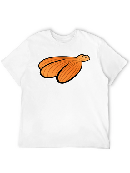 Orange Seashell Graphic Print Black T-Shirt