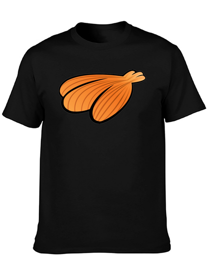 Orange Seashell Graphic Print Black T-Shirt