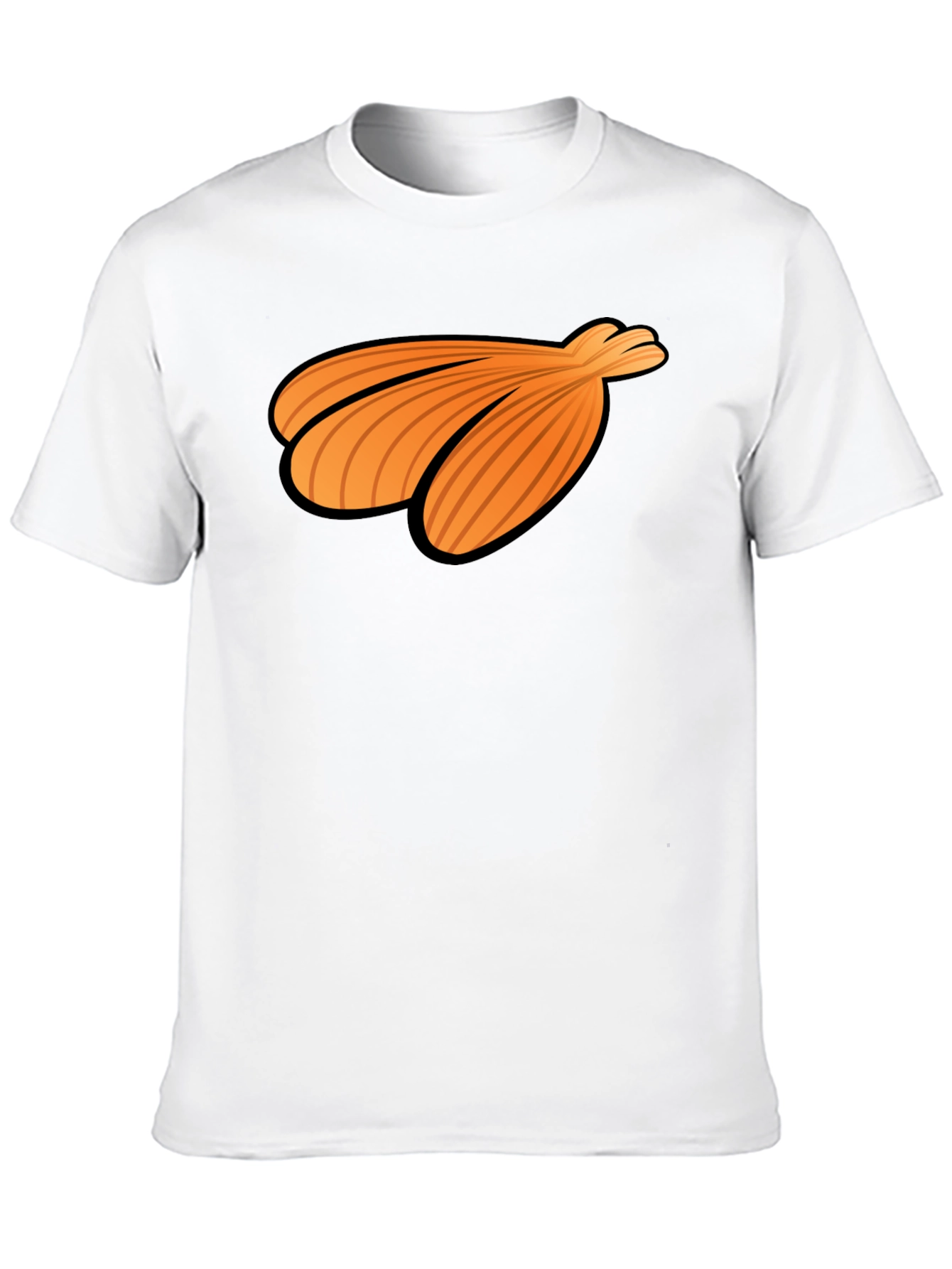 Orange Seashell Graphic Print Black T-Shirt