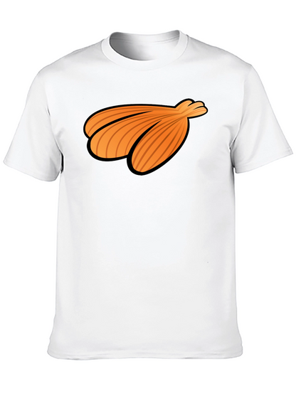 Orange Seashell Graphic Print Black T-Shirt