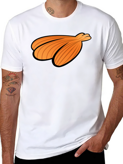 Orange Seashell Graphic Print Black T-Shirt