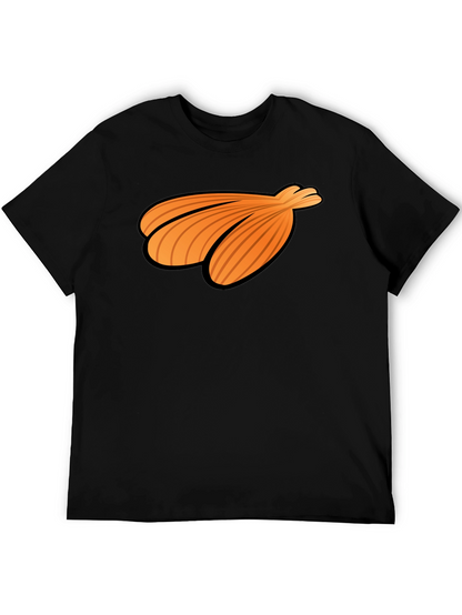 Orange Seashell Graphic Print Black T-Shirt