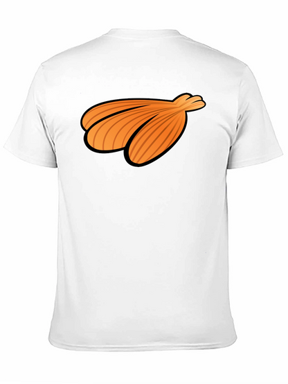 Orange Seashell Graphic Print Black T-Shirt