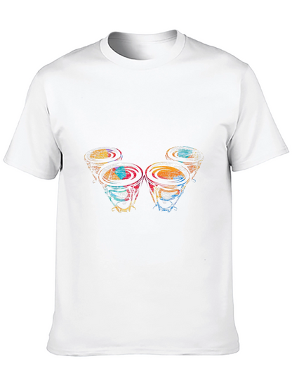 Abstract Drums Graphic Black T-Shirt