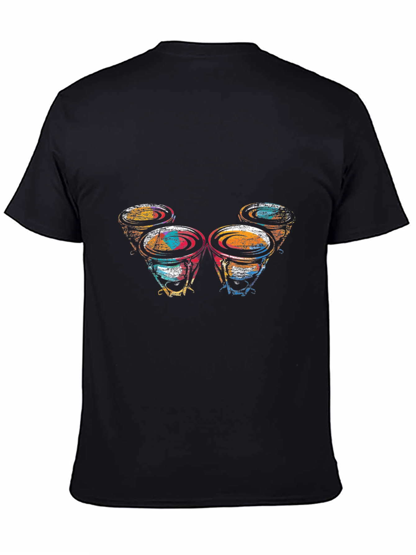Abstract Drums Graphic Black T-Shirt