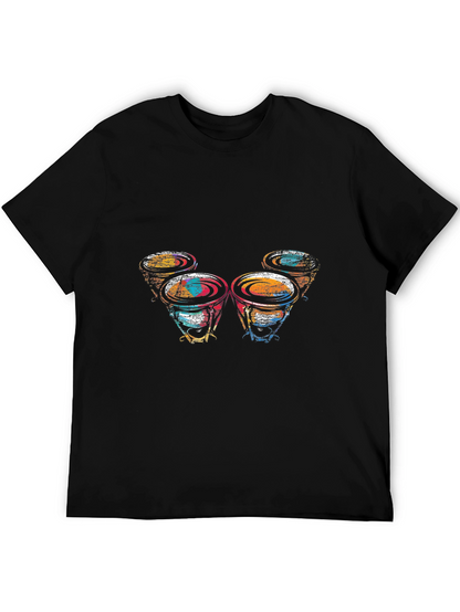 Abstract Drums Graphic Black T-Shirt