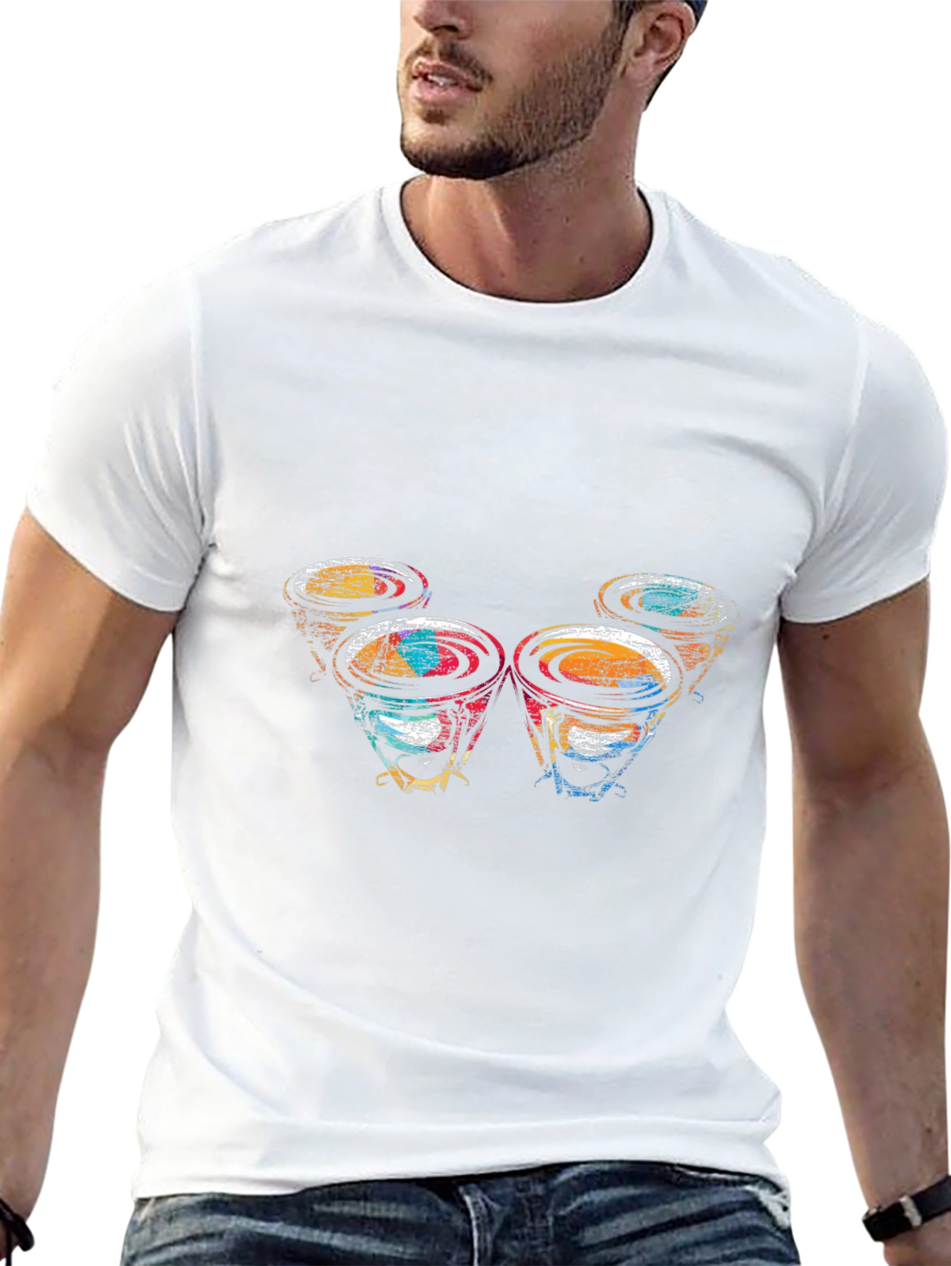 Abstract Drums Graphic Black T-Shirt