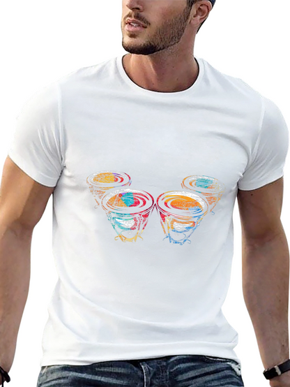 Abstract Drums Graphic Black T-Shirt