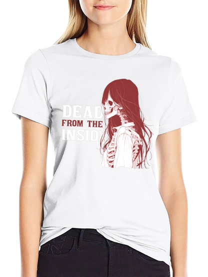 Dead Inside Graphic Tee - Edgy Skeleton Design T-Shirt