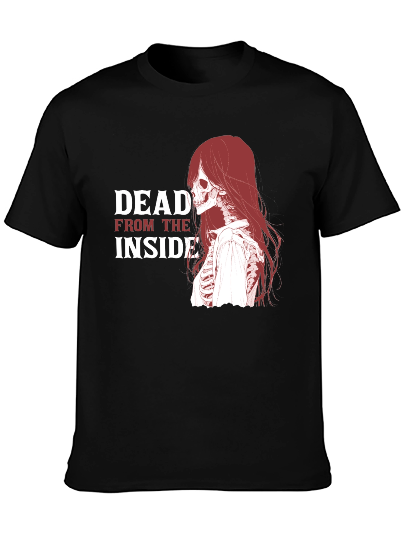 Dead Inside Graphic Tee - Edgy Skeleton Design T-Shirt