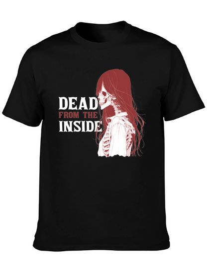 Dead Inside Graphic Tee - Edgy Skeleton Design T-Shirt