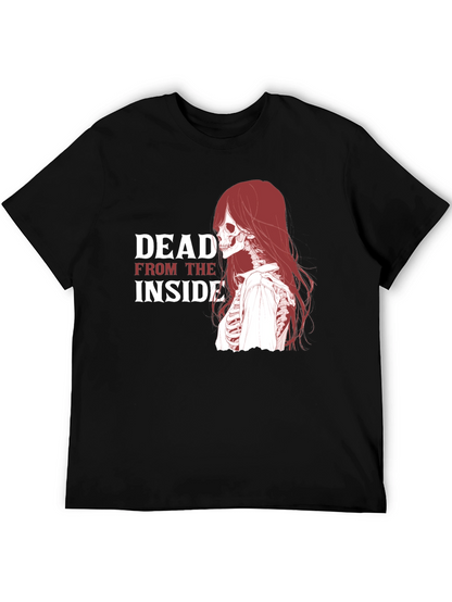 Dead Inside Graphic Tee - Edgy Skeleton Design T-Shirt