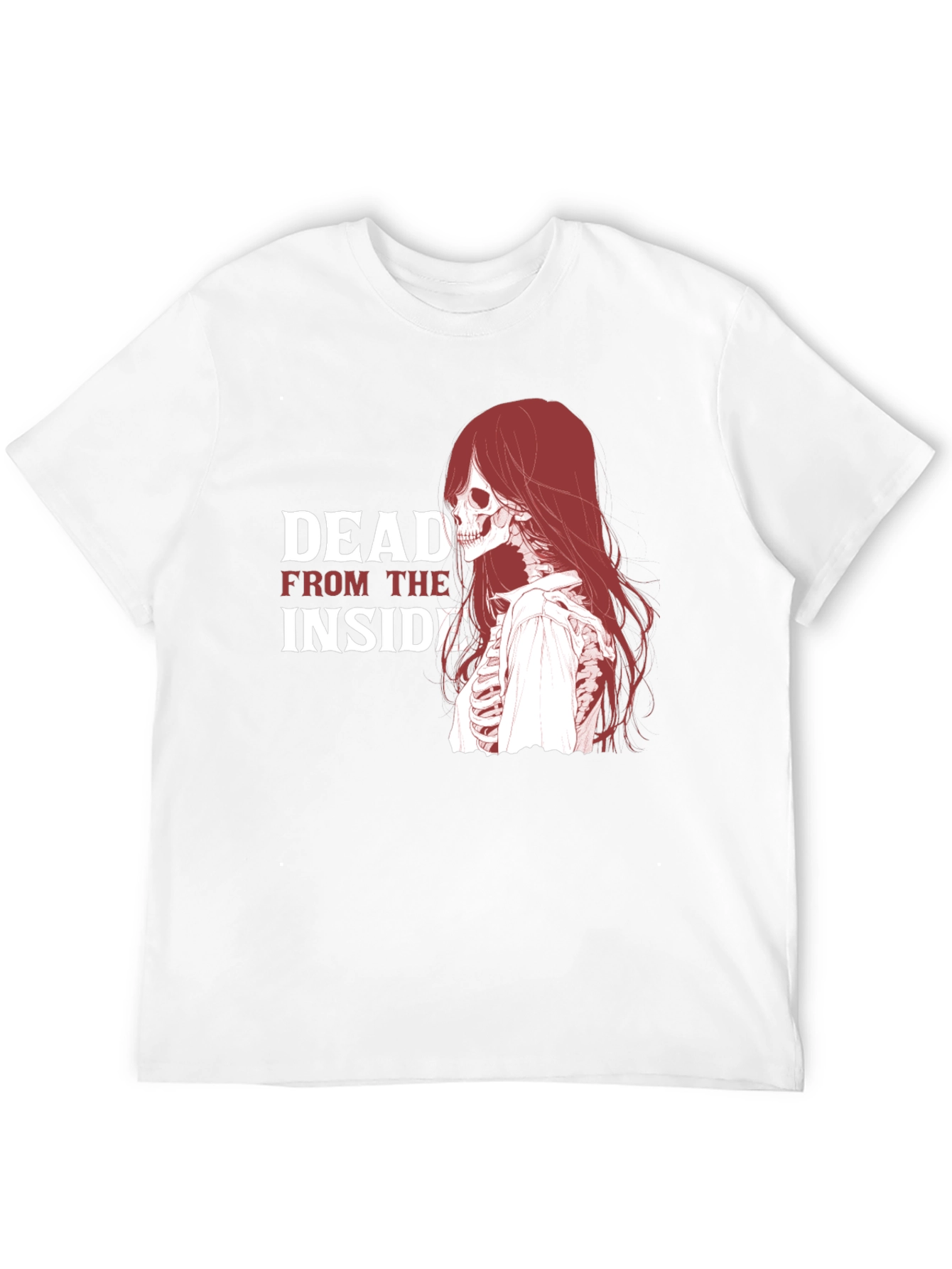 Dead Inside Graphic Tee - Edgy Skeleton Design T-Shirt