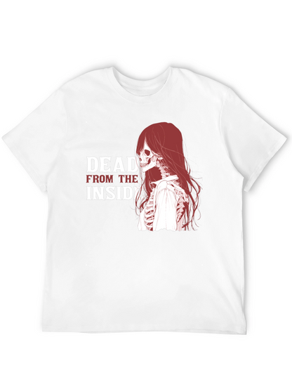 Dead Inside Graphic Tee - Edgy Skeleton Design T-Shirt