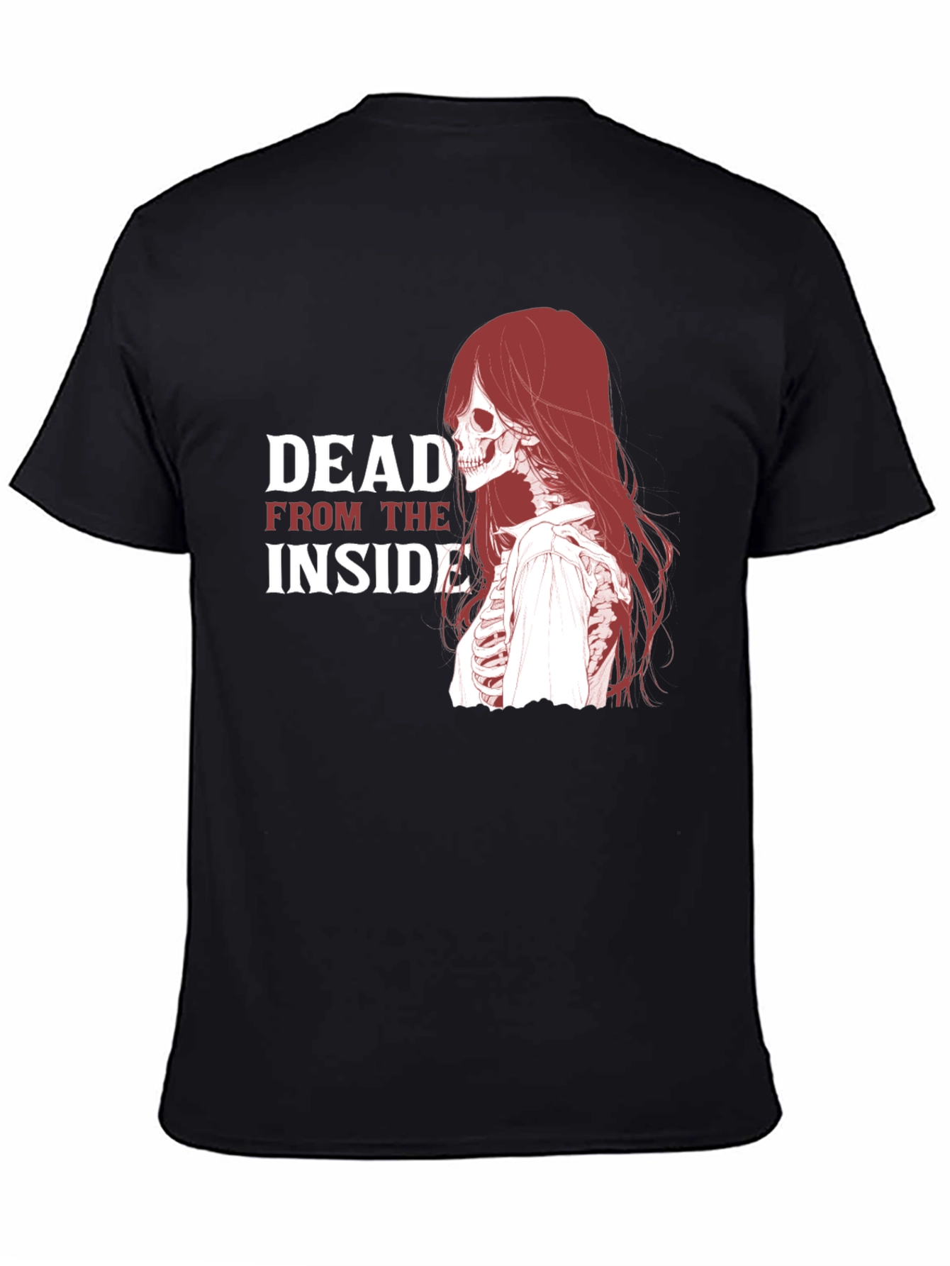 Dead Inside Graphic Tee - Edgy Skeleton Design T-Shirt