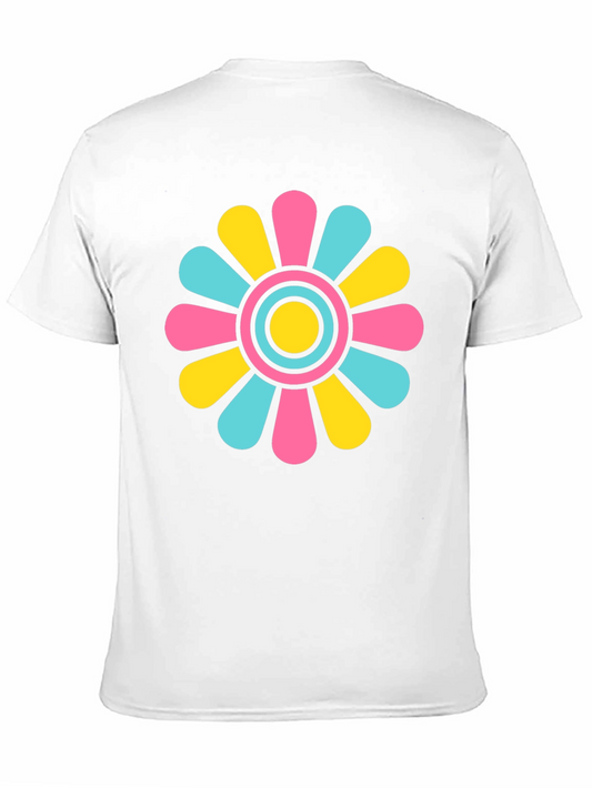 Retro Flower Power T-Shirt - Black Cotton Blend