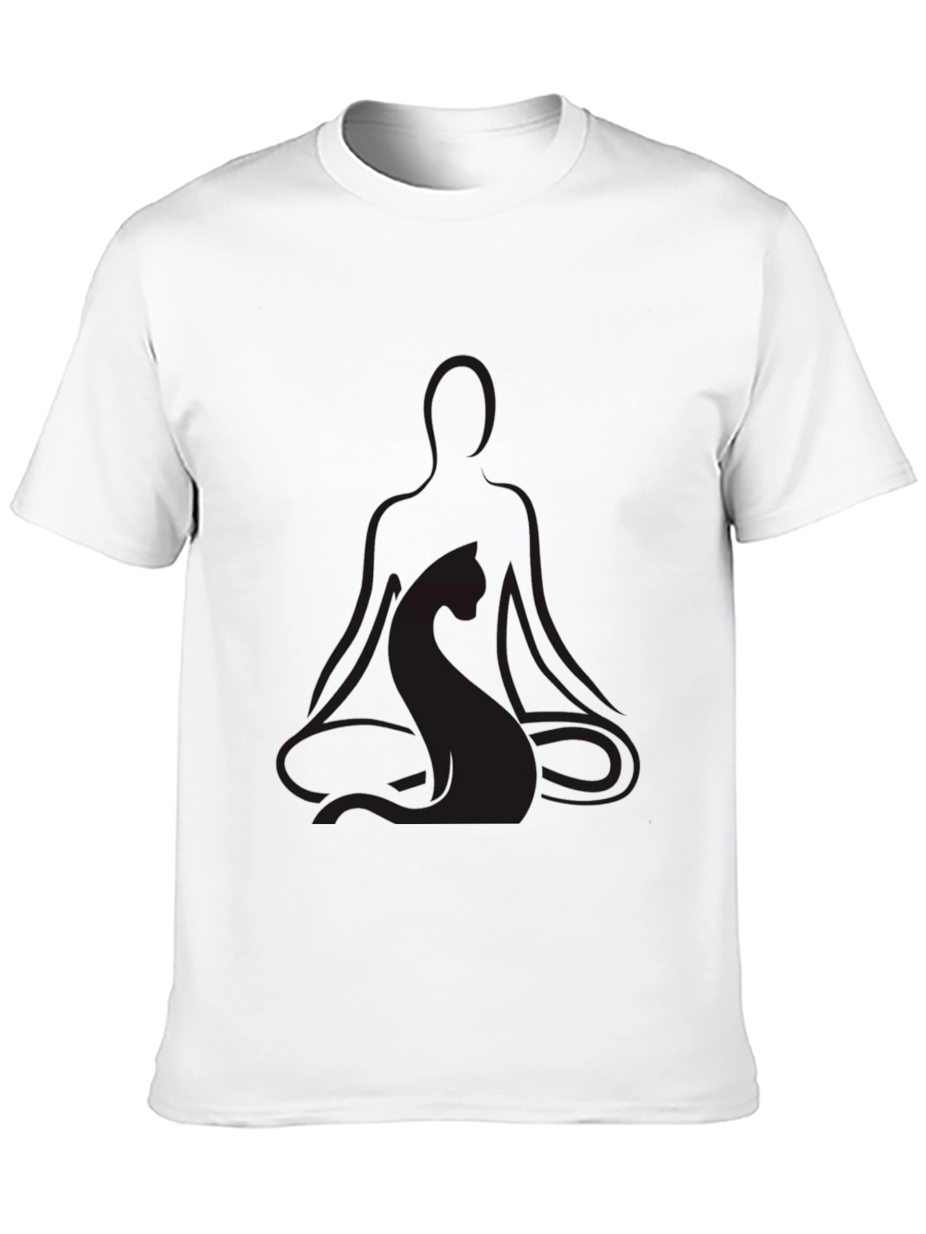 Meditating Yoga Cat Black T-Shirt