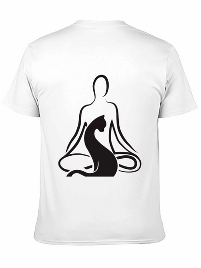 Meditating Yoga Cat Black T-Shirt